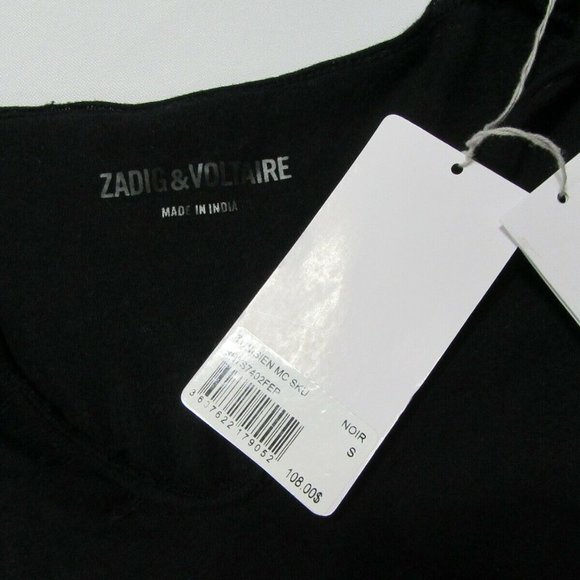 Zadig & Voltaire Skull On Back Compfy Black Top - Picture 4 of 7